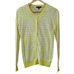 Banana Republic Yellow White Striped Lightweight Cardigan Medium Preppy Knit